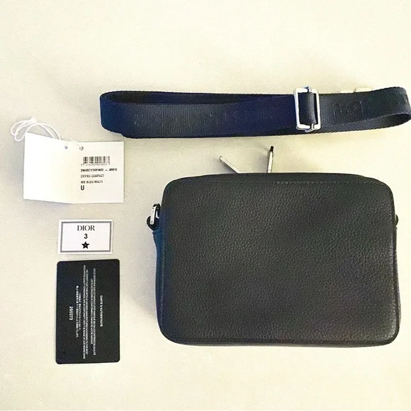 DIOR X AIR JORDAN 2020 Air Dior Wing Logo Zip-Around Crossbody Bag Navy - Picture 4 of 16